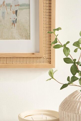 Kate and Laurel Corah Modern Faux Rattan Picture Frame Set of 2, 11 x 14 matted to 8 x 10, Natural, Boho Two-Piece Glass Photo Frame Set for Gallery Wall Design in Living Room Wall Decor in Saudi Arabia