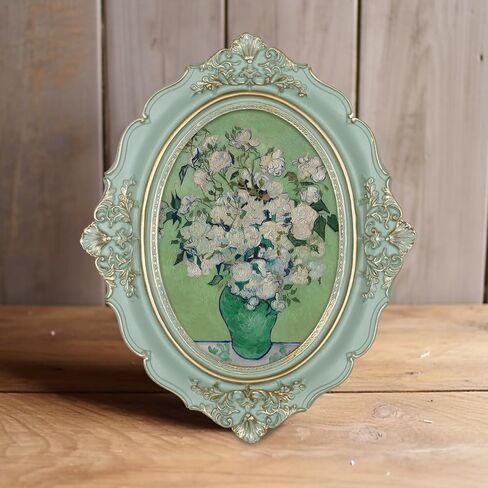 Vintage 5x7 Picture Frame, Green Antique Picture Frame, Glass Front, Art Decor for Tabletop or Wall Hanging, Gold Vintage Stripe in Saudi Arabia