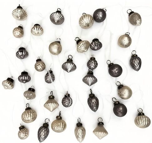 Jetec 48 Pcs Mini Red Green Pink Mercury Glass Ornaments 6 Style Vintage Glass Christmas Mini Mercury Balls Bulk 1.2" Hanging Ornaments Balls for Christmas Tree Xmas Party in Saudi Arabia