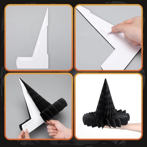 12 Pcs Halloween Hanging Decor Honeycomb Decorations Halloween Hanging Paper Ornament Reusable Scary Party Decor Paper Lanterns for Indoor Outdoor(Witch Hat) in Saudi Arabia