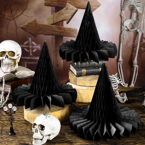 12 Pcs Halloween Hanging Decor Honeycomb Decorations Halloween Hanging Paper Ornament Reusable Scary Party Decor Paper Lanterns for Indoor Outdoor(Witch Hat) in Saudi Arabia