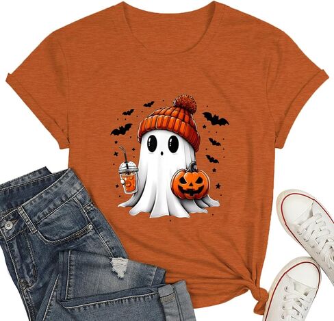 Halloween Pumpkin Shirt Women Jack O Lantern Short Sleeve Funny Pumpkin Face Tee Tops in Saudi Arabia