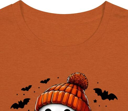 Halloween Pumpkin Shirt Women Jack O Lantern Short Sleeve Funny Pumpkin Face Tee Tops in Saudi Arabia