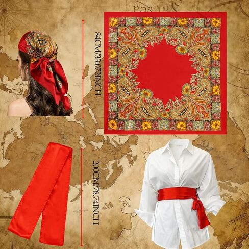Mujahid 5PCS Pirate Costume Set, Women Pirate Accessories Head Scarf, Sash, Necklace, Eye Patch and Ring, Halloween Outfit Accessories for Adult Cosplay Party pirate accessories in Saudi Arabia