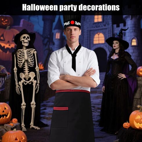 2 Set Hibachi Chef Costume,Hibachi Chef Tall Hat,Apron Japanese Headband and Tie for Hibachi Party Decorations,Halloween Cosplay Party Decorations in Saudi Arabia