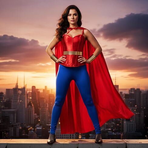 9 Pcs Women Halloween Costume Accessory Kit Red Velvet Cape Corset Blue Yoga Pants Gold Belt Wrist Cuffs in Saudi Arabia