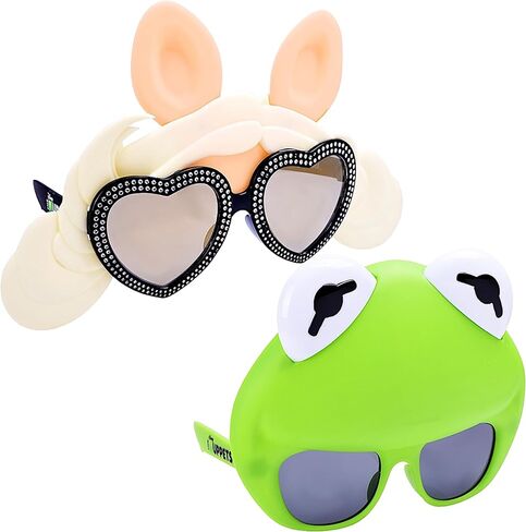 Sun-Staches Official Muppets Sunglasses | Kermit, Miss Piggy or Animal Costume Accessory Mask | UV 400 | One Size Fits Most in Kuwait
