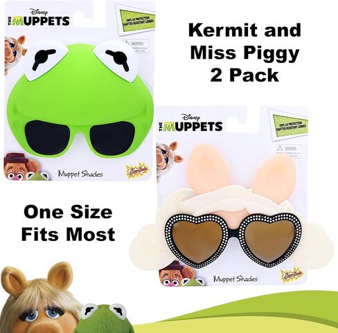 Sun-Staches Official Muppets Sunglasses | Kermit, Miss Piggy or Animal Costume Accessory Mask | UV 400 | One Size Fits Most in Kuwait