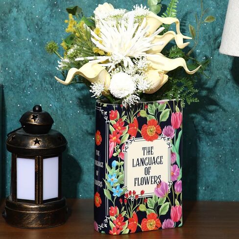 Large Book Shaped Flower Vase 8 x 5.3 Inch Ceramic Plant Pot Book Flower Vase Bookshelf Decoration Reader Lovers Gifts for Women Mother Home Office Decor(Vintage,1 Pcs) in Saudi Arabia