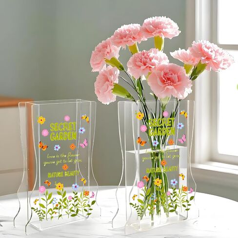 2 Pack Acrylic Book Vases, Clear Small Book-Shaped Vases for Flowers, Modern Book Shelf Decor Vase Books Themed Gift for Home, Bedroom, Living Room, Office in Saudi Arabia