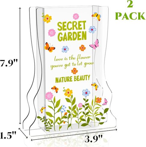 2 Pack Acrylic Book Vases, Clear Small Book-Shaped Vases for Flowers, Modern Book Shelf Decor Vase Books Themed Gift for Home, Bedroom, Living Room, Office in Saudi Arabia