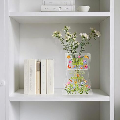 2 Pack Acrylic Book Vases, Clear Small Book-Shaped Vases for Flowers, Modern Book Shelf Decor Vase Books Themed Gift for Home, Bedroom, Living Room, Office in Saudi Arabia