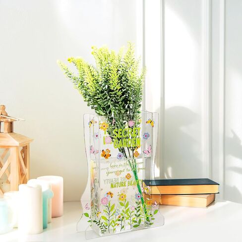 2 Pack Acrylic Book Vases, Clear Small Book-Shaped Vases for Flowers, Modern Book Shelf Decor Vase Books Themed Gift for Home, Bedroom, Living Room, Office in Saudi Arabia