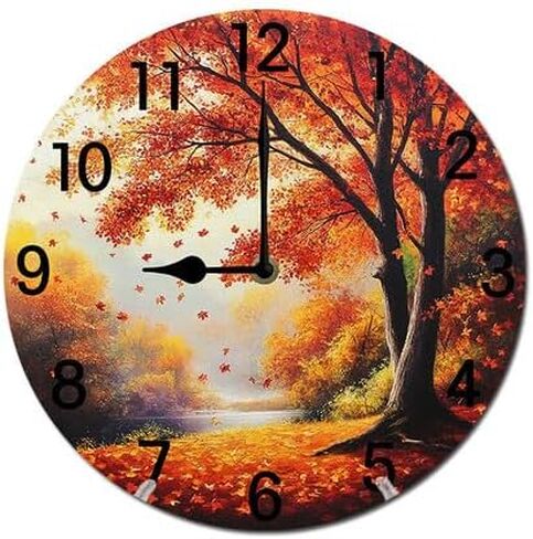 Cat with Flowers Round Wood Wall Clock, 10 Inch Battery Operated Analog Quiet Desk Clock for Home,Kitchen,Office,School,Bathroom in Saudi Arabia
