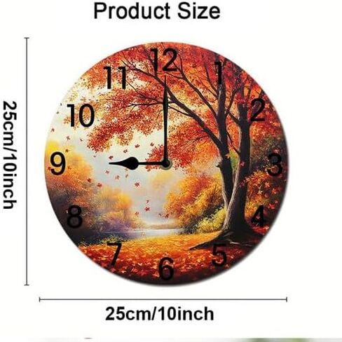 Cat with Flowers Round Wood Wall Clock, 10 Inch Battery Operated Analog Quiet Desk Clock for Home,Kitchen,Office,School,Bathroom in Saudi Arabia