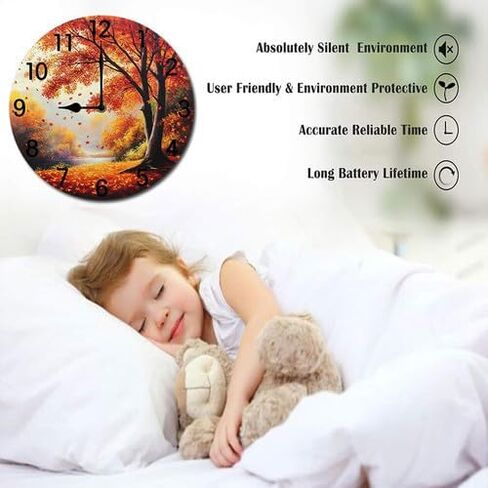Cat with Flowers Round Wood Wall Clock, 10 Inch Battery Operated Analog Quiet Desk Clock for Home,Kitchen,Office,School,Bathroom in Saudi Arabia