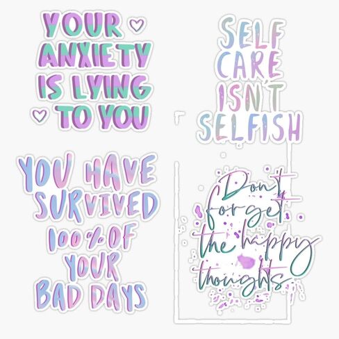 Mental Health Reminders Pack Sticker Vinyl Waterproof Sticker Decal Car Laptop Wall Window Bumper Sticker 5" in Saudi Arabia