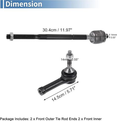 X AUTOHAUX 4pcs Front Inner Outer Tie Rod Ends Kit Suspension Steering Tie Rod End for Ford Explorer Police Interceptor Sedan Drag Link No.ES800952/EV800893 in Saudi Arabia
