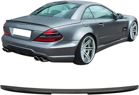 IKON MOTORSPORTS, Trunk Spoiler Compatible with 2003-2011 Benz R230 SL-Class, AMG Style Unpainted Black ABS Plastic Rear Trunk Lid Spoiler Wing Lip in Saudi Arabia