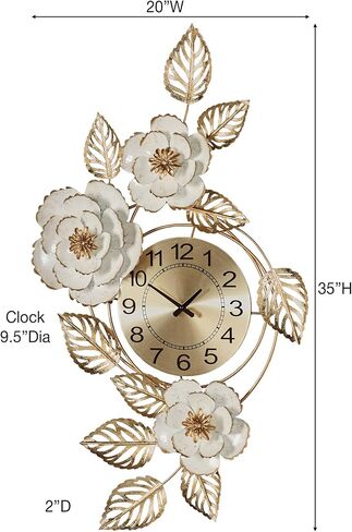Touch of Class Aurora Ivory and Gold Floral Wall Art Clock in Saudi Arabia