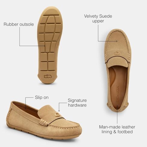 سائق Coach Women’s Sculpted C Leather Loafer ، الطباشير ، 9.5 in Kuwait