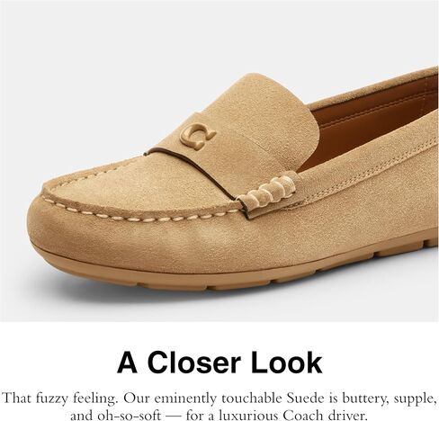 سائق Coach Women’s Sculpted C Leather Loafer ، الطباشير ، 9.5 in Kuwait