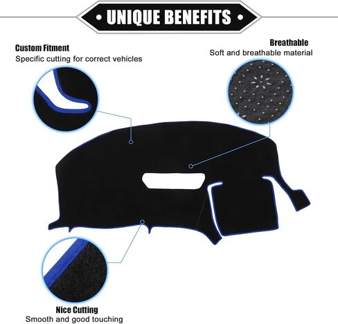 Car Dashboard Cover Mat Compatible for Chevrolet Camaro 97-02, Protective Polyester Black Blue Center Console Interior Trim Dash Board Mat in Saudi Arabia