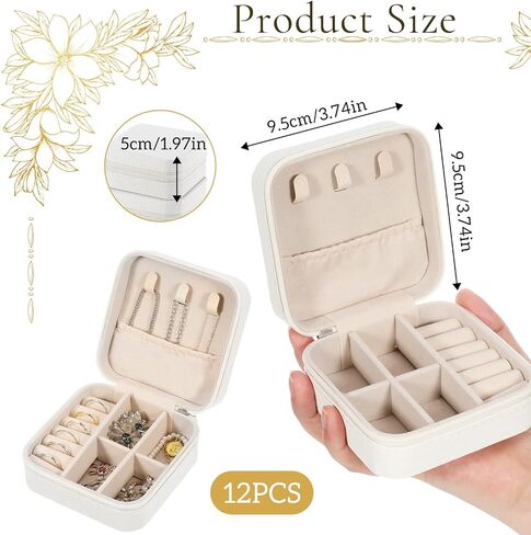 12 Pcs Travel Jewelry Case Bridesmaid Proposal Box PU Leather Small Jewelry Box Mini Jewelry‘ Organizer for Earrings Rings Necklaces Women Girls Bridesmaid Proposal Gifts in Saudi Arabia