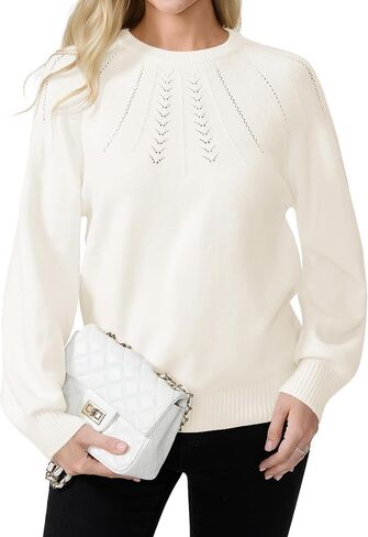COSSEN Womens Fall Sweaters Casual Long Sleeve Crewneck Soft Knit Pullover Sweaters Top in Saudi Arabia