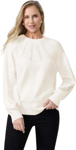 COSSEN Womens Fall Sweaters Casual Long Sleeve Crewneck Soft Knit Pullover Sweaters Top in Saudi Arabia