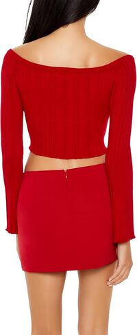 Forever 21 Women's Off-The-Shoulder V-Hem Sweater in Saudi Arabia