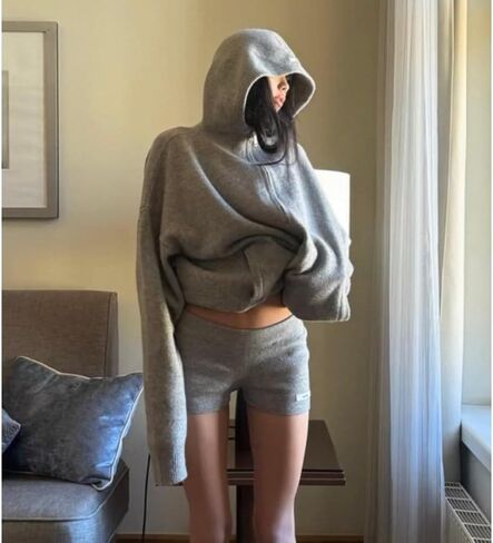 Y2K Vintage Gray Hooded Sweater Autumn and Winter Loose and Lazy Style Knitted Cardigan Zipper Jacket in Saudi Arabia