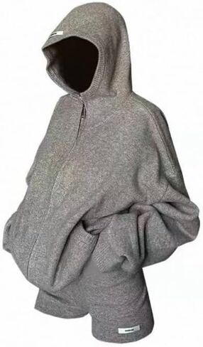 Y2K Vintage Gray Hooded Sweater Autumn and Winter Loose and Lazy Style Knitted Cardigan Zipper Jacket in Saudi Arabia