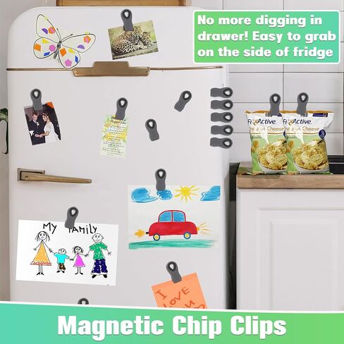 VNDUEEY 12 Pack Chip Clips Bag Clips, Magnetic Clips, Clips for Food Packages, Snack Bag Clips for Food Storage, Fridge Magnet Clips, Food Sealing Clips, Colorful in Kuwait