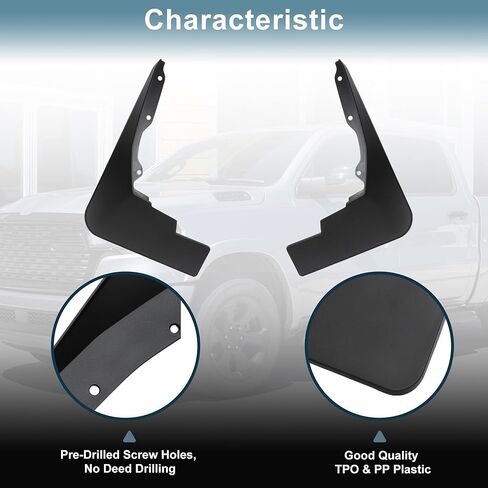 Truck Mud Flaps Splash Guards for Dodge for Ram 1500 2019-2025 with OEM Fender Flares(New Body Style) Front Rear Wheel Fender Mud Guards Protection Kit in Saudi Arabia