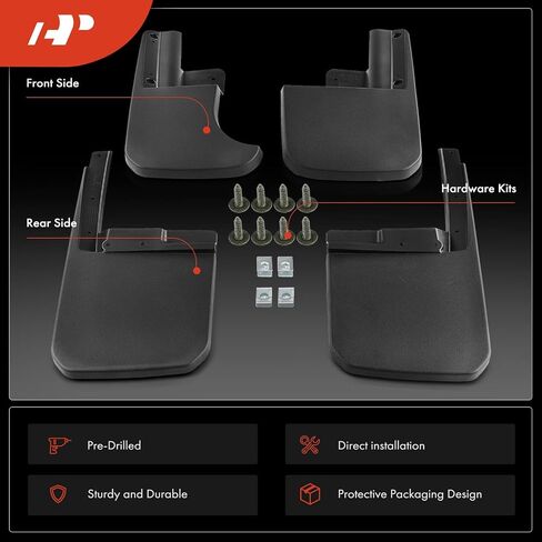 مجموعة A-Premium مكونة من 4 قطع من واقيات الطين مع مجموعات أدوات متوافقة مع Jeep JT Series Gladiator 2020 2021 2022 2023 2024، الأمامي والخلفي in Saudi Arabia