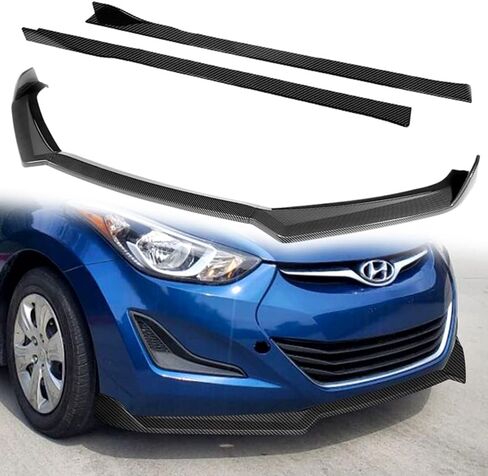 Q1-TECH, 9-Piece Front Bumper Lip & Side Skirt Extensions Diffuser Compatible with 2011 2012 2013 Hyundai Elantra Sedan Only, Front Lip Spoiler Air Chin Splitter ABS (Painted Carbon) in Saudi Arabia