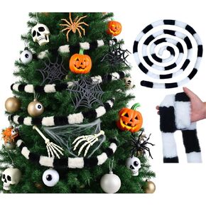 13FT دودة الرمل شجرة عيد الميلاد إكليل الزينة كابوس مخيف أسود أبيض الفراء مخطط زخرفة معلقة أشجار الدودة توبر لجميع القديسين عيد الميلاد عطلة شجرة عيد الميلاد in Kuwait