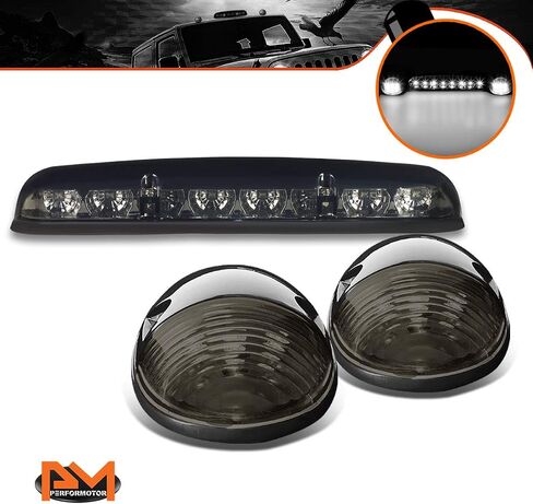 PM PERFORMOTOR 3 قطع بيضاء LED سقف علوي للجري أضواء ماركر متوافقة مع 02-07 سيلفرادو سييرا، غطاء من الكروم/عدسة شفافة in Kuwait
