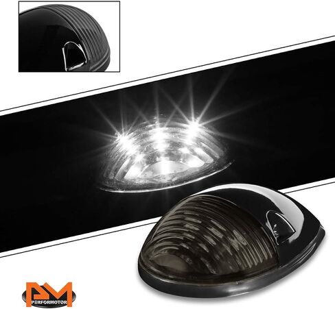 PM PERFORMOTOR 3 قطع بيضاء LED سقف علوي للجري أضواء ماركر متوافقة مع 02-07 سيلفرادو سييرا، غطاء من الكروم/عدسة شفافة in Kuwait