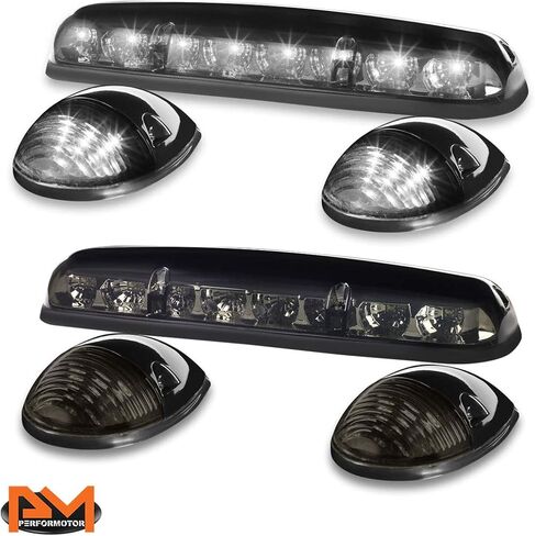 PM PERFORMOTOR 3 قطع بيضاء LED سقف علوي للجري أضواء ماركر متوافقة مع 02-07 سيلفرادو سييرا، غطاء من الكروم/عدسة شفافة in Kuwait