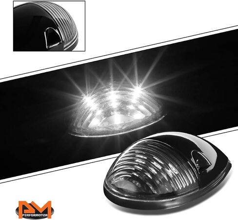 PM PERFORMOTOR 3 قطع بيضاء LED سقف علوي للجري أضواء ماركر متوافقة مع 02-07 سيلفرادو سييرا، غطاء من الكروم/عدسة شفافة in Kuwait