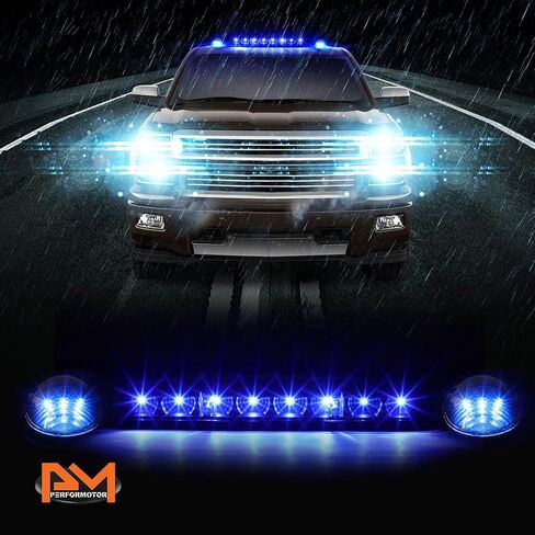 PM PERFORMOTOR 3 قطع بيضاء LED سقف علوي للجري أضواء ماركر متوافقة مع 02-07 سيلفرادو سييرا، غطاء من الكروم/عدسة شفافة in Saudi Arabia