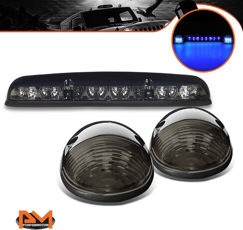 PM PERFORMOTOR 3 قطع بيضاء LED سقف علوي للجري أضواء ماركر متوافقة مع 02-07 سيلفرادو سييرا، غطاء من الكروم/عدسة شفافة in Saudi Arabia