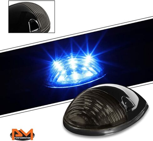 PM PERFORMOTOR 3 قطع بيضاء LED سقف علوي للجري أضواء ماركر متوافقة مع 02-07 سيلفرادو سييرا، غطاء من الكروم/عدسة شفافة in Saudi Arabia