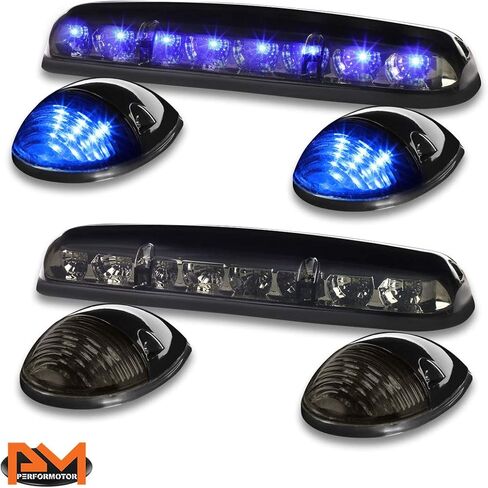 PM PERFORMOTOR 3 قطع بيضاء LED سقف علوي للجري أضواء ماركر متوافقة مع 02-07 سيلفرادو سييرا، غطاء من الكروم/عدسة شفافة in Saudi Arabia