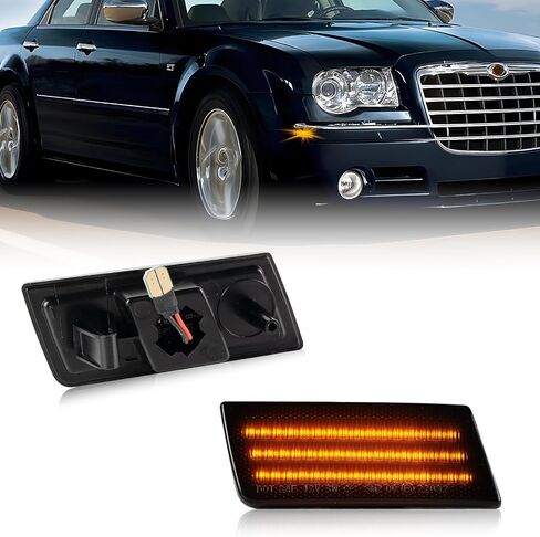 litzland LED Side Marker Lights Compatible With Chrysler 300/300C 2005-2014 Front Bumper Side Marker Turn Signal Lamps Clear Lens in Kuwait