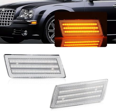 litzland LED Side Marker Lights Compatible With Chrysler 300/300C 2005-2014 Front Bumper Side Marker Turn Signal Lamps Clear Lens in Kuwait