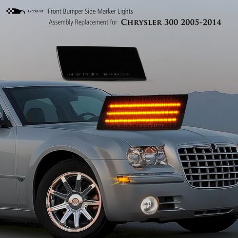 litzland LED Side Marker Lights Compatible With Chrysler 300/300C 2005-2014 Front Bumper Side Marker Turn Signal Lamps Clear Lens in Kuwait