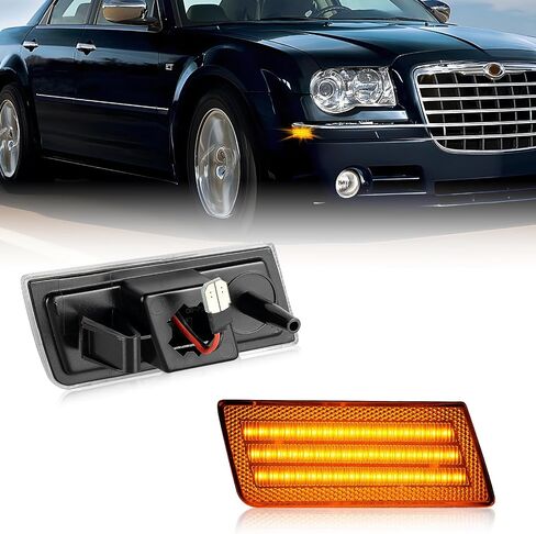 litzland LED Side Marker Lights Compatible With Chrysler 300/300C 2005-2014 Front Bumper Side Marker Turn Signal Lamps Clear Lens in Kuwait
